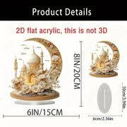 زينة يدوية على شكل قمر أكريليك ثنائي الأبعاد لمهرجان رمضان، ديكور معماري للقلعة والكنيسة والمنزل الإسلامي والحفلات المنزلية والطاولة كهدية