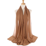 Muslim Chiffon Hijab Women Bubble Chiffon Scarf For Women Ladies Veil Muslim Islam Solid Color Malaysia Musulman Wrap Scarves