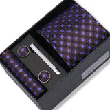 Wedding Gift Tie Wholesale New Style Pocket Squares Set Cufflinks Tie Clip Necktie Box Men Fit Wedding Blue Paisley Black Boxs