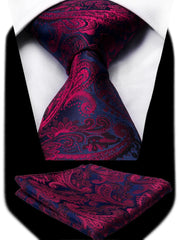 Wedding Gift Tie Wholesale New Style Pocket Squares Set Cufflinks Tie Clip Necktie Box Men Fit Wedding Blue Paisley Black Boxs