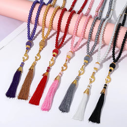 6mm 99pcs Glass Pearls Tassel Turkish Style Muslim Rosary Islamic Prayer Beads Bracelet for Women Jewelry Accessories Gift