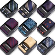 Wedding Gift Tie Wholesale New Style Pocket Squares Set Cufflinks Tie Clip Necktie Box Men Fit Wedding Blue Paisley Black Boxs