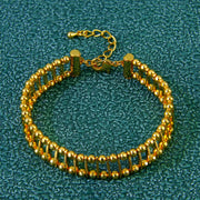 Nigeria Wedding Jewelry Bracelet 21k Gold Plated Muslim Multi Layer Beads Opening Bangles Dubai Women Bridal Vintage Jewelrys