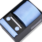 Wedding Gift Tie Wholesale New Style Pocket Squares Set Cufflinks Tie Clip Necktie Box Men Fit Wedding Blue Paisley Black Boxs