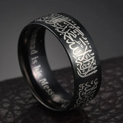 Charm Men's Ring Arabic Islamic ScriptureStainless Steel Finger Jewelry Unisex Religious Muslim Prayer Band Ring Gifts 4 Color