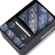 Wedding Gift Tie Wholesale New Style Pocket Squares Set Cufflinks Tie Clip Necktie Box Men Fit Wedding Blue Paisley Black Boxs