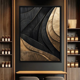 Modern Luxury Pop Art Posters Print 3D Abstract Black And Gold Visual Staggered Aesthetic Canvas Painting Office Cafe Home Decor