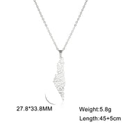 Stainless Steel Necklace For Women Men Palestine Israel Map Islamic Script Hollow Pendant Necklace Engagement Jewelry
