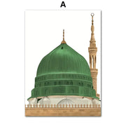 Canvas Painting Posters And Prints Pictures Islamic Mosque Quran Architecture Palace Landscape Wall Art For Linving Room Decor