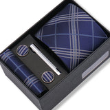 Wedding Gift Tie Wholesale New Style Pocket Squares Set Cufflinks Tie Clip Necktie Box Men Fit Wedding Blue Paisley Black Boxs