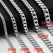 HNSP 316L Stainless Steel Cuban Link Chain Necklace For Men 3MM-12MM Thick Neck Accessory Jewelry