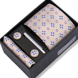 Wedding Gift Tie Wholesale New Style Pocket Squares Set Cufflinks Tie Clip Necktie Box Men Fit Wedding Blue Paisley Black Boxs