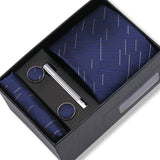 Wedding Gift Tie Wholesale New Style Pocket Squares Set Cufflinks Tie Clip Necktie Box Men Fit Wedding Blue Paisley Black Boxs