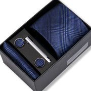 Wedding Gift Tie Wholesale New Style Pocket Squares Set Cufflinks Tie Clip Necktie Box Men Fit Wedding Blue Paisley Black Boxs