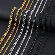HNSP 316L Stainless Steel Cuban Link Chain Necklace For Men 3MM-12MM Thick Neck Accessory Jewelry