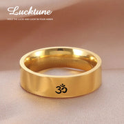 Lucktune OM Hindu Yoga Meditation Rings Stainless Steel AUM Buddhism Spiritual Talisman Amulet Rings for Women Men Jewelry Gifts