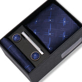 Wedding Gift Tie Wholesale New Style Pocket Squares Set Cufflinks Tie Clip Necktie Box Men Fit Wedding Blue Paisley Black Boxs