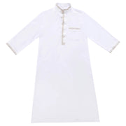 رداء أطفال صيفي أنيق بتصميم رقيق للأولاد المسلمين، ياقة واقفة، أزياء شعبية إسلامية، فستان طويل، جبة رمضان، ثوب صلاة