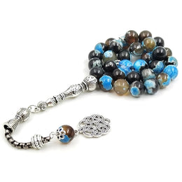 Tasbih Blue Fire Agate stone Prayer beads islamic arab bracelet 33 45 51 66 99 rosary misbaha eid gift Turkish style jewelry
