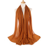 Muslim Chiffon Hijab Women Bubble Chiffon Scarf For Women Ladies Veil Muslim Islam Solid Color Malaysia Musulman Wrap Scarves