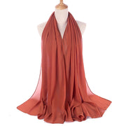 Muslim Chiffon Hijab Women Bubble Chiffon Scarf For Women Ladies Veil Muslim Islam Solid Color Malaysia Musulman Wrap Scarves