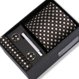 Wedding Gift Tie Wholesale New Style Pocket Squares Set Cufflinks Tie Clip Necktie Box Men Fit Wedding Blue Paisley Black Boxs