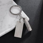 Islam Muslim Four Qul Suras Stainless Steel Key Chain Ayatul Kursi Keyring Calligraphy Arabic God Messenger Jewelry