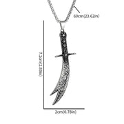 Stainless Steel Islamic Imam Ali Zulfiqar Sword Pendant Necklace Quran Pendant Shia Islamic Jewelry for Men and Women