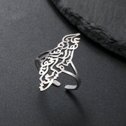 EUEAVAN 1pc Hollow Palestine Map Rings for Women Men Stainless Steel Gold Color Islamic Arabic Adjustable Finger Ring Gift