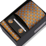 Wedding Gift Tie Wholesale New Style Pocket Squares Set Cufflinks Tie Clip Necktie Box Men Fit Wedding Blue Paisley Black Boxs
