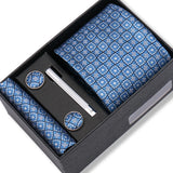 Wedding Gift Tie Wholesale New Style Pocket Squares Set Cufflinks Tie Clip Necktie Box Men Fit Wedding Blue Paisley Black Boxs