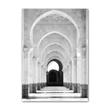 Modern Black and White Canvas Painting of Great Mosque of Mecca Kaaba Scripture Islamic Wall Art Poster for Living Room Decor El