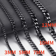 HNSP 316L Stainless Steel Cuban Link Chain Necklace For Men 3MM-12MM Thick Neck Accessory Jewelry