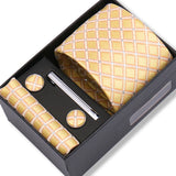 Wedding Gift Tie Wholesale New Style Pocket Squares Set Cufflinks Tie Clip Necktie Box Men Fit Wedding Blue Paisley Black Boxs