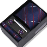 Wedding Gift Tie Wholesale New Style Pocket Squares Set Cufflinks Tie Clip Necktie Box Men Fit Wedding Blue Paisley Black Boxs