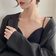 Titanium Steel Summer Letter H Necklace Light Luxury Niche Double Clavicle Chain Female