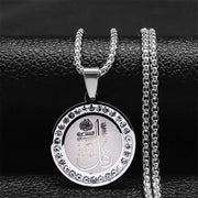 Muslim Islamic Religious Stainless Steel Crystal Necklace Women Islam Quran Allah Pendant Necklaces Arabic Jewelry bijoux arabe