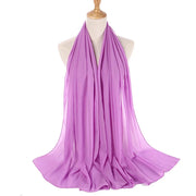 Muslim Chiffon Hijab Women Bubble Chiffon Scarf For Women Ladies Veil Muslim Islam Solid Color Malaysia Musulman Wrap Scarves