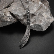 Stainless Steel Islamic Imam Ali Zulfiqar Sword Pendant Necklace Quran Pendant Shia Islamic Jewelry for Men and Women