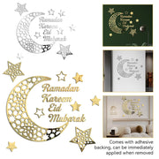 ملصقات حائط عيد مبارك - ديكورات رمضان ثلاثية الأبعاد مصنوعة من الأكريليك على شكل قمر ونجمة