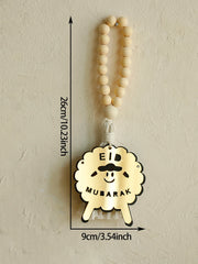 Eid Mubarak Sheep Kettle Ornament, Wood Bead Tassel Hanging Decortion, Islamic Ramadan Festival Home Decor, Door Wall Charm Gift