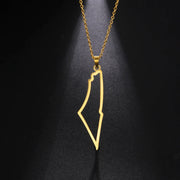 Amaxer Israel Palestine Country Map Stainless Steel Pendant Necklace For Men Women Arabic Choker Amulet Jewelry Gift