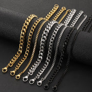 HNSP 316L Stainless Steel Cuban Link Chain Necklace For Men 3MM-12MM Thick Neck Accessory Jewelry