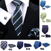 Wedding Gift Tie Wholesale New Style Pocket Squares Set Cufflinks Tie Clip Necktie Box Men Fit Wedding Blue Paisley Black Boxs