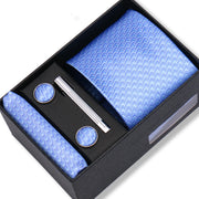 Wedding Gift Tie Wholesale New Style Pocket Squares Set Cufflinks Tie Clip Necktie Box Men Fit Wedding Blue Paisley Black Boxs