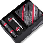 Wedding Gift Tie Wholesale New Style Pocket Squares Set Cufflinks Tie Clip Necktie Box Men Fit Wedding Blue Paisley Black Boxs