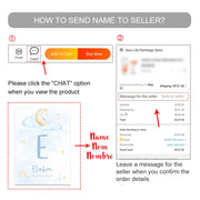 Custom Baby Name Islamic Ayat Kursi Poster Nursery Watercolor Moon Stars Canvas Painting Muslim Wall Art Picture Boy Room Decor