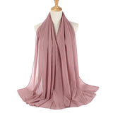 Muslim Chiffon Hijab Women Bubble Chiffon Scarf For Women Ladies Veil Muslim Islam Solid Color Malaysia Musulman Wrap Scarves
