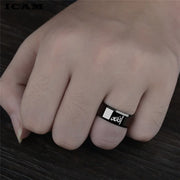 ICAM Arabic Islamic Scripture Rings 8MM Stainless Steel Muslim Prayer Band Ring For Men Religious Jewelry Male Anillo Masculino