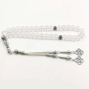 White Frosted crystal Tasbih 33beads Muslim bangles misbaha metal tassel Islamic bracelet accessories gift Arab fashion jewelry